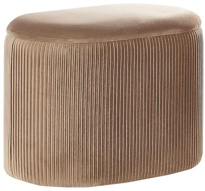 Puff Glamour Beige Sammetsklädsel Förvaring Lock Richland