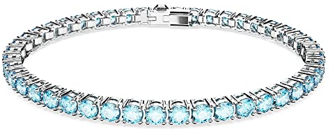 Swarovski Matrix Tennis, Rhodiniertes Damenarmband mit Strahlenden Blauen, Swarovski Kristallen