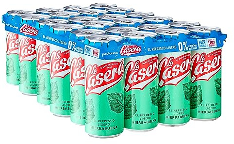 La Casera® Refresco Ligero de Hierbabuena, con Cero Azúcares y Cero Calorías - Lata, Pack 24 x 33 cl