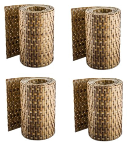 Sellon24 (RD08_Stroh_4 pièces) de bandes brise-vue en rotin, pour clôture de natte, aspect tressé, 255 x 19 cm