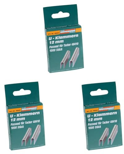 Mannesmann Ersatzklammern 12 mm U-Form, für Tacker 48410, M48412 (Packung mit 3)