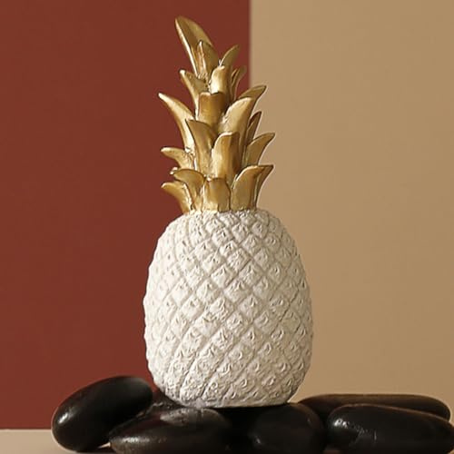 PIGPIGFLY Ananas-Ornamente，Moderne Wohnzimmer Ornamente, Deko Figuren,Deko Wohnzimmer, Home Store Dekoration, Bürodekorationen,Polyresin, Geschenk 20cm(Weiss)