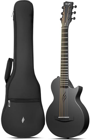 Acoustic Guitar Nova Go Mini - Carbon Fiber Guitar 1/4 Size Black Travel Acustica Guitarra for Kids Adults Beginner Boys Girls Starter Set for Party Birthday Christmas Guitar Gifts Set