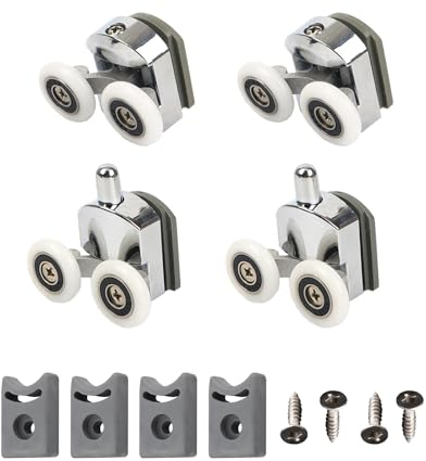 Lot de 4 roulettes pour porte de douche en verre - Hauteur réglable - Double pour le haut et le bas - Convient à tous les types de salles de bain - 25 mm