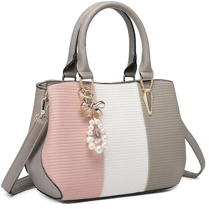 Miss Lulu Damen Tasche Damen Henkeltasche Mittelgroß Handtasche Farbblock Schultertaschen