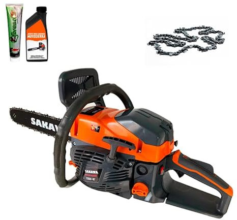 SAKAWA Motosierra Gasolina 48cc 16 + Aceite Engrase + Aceite Motor + Cadena