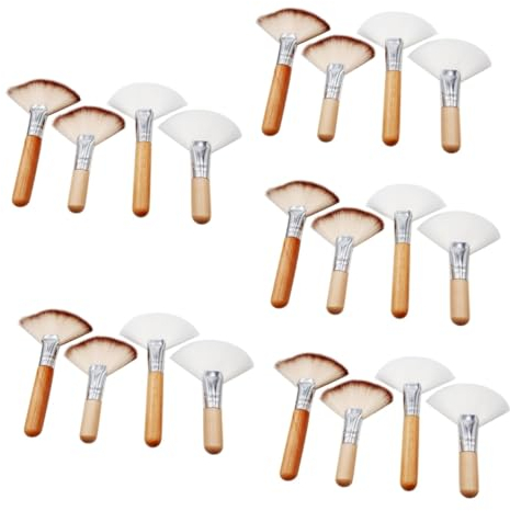 Beavorty 20stücke Teiliges Fächer-make-up-pinseln Weiche Nylonborsten Für Gleichmäßiges Auftragen Und Setzen Von Puder Für Konturierung Und Highlighting