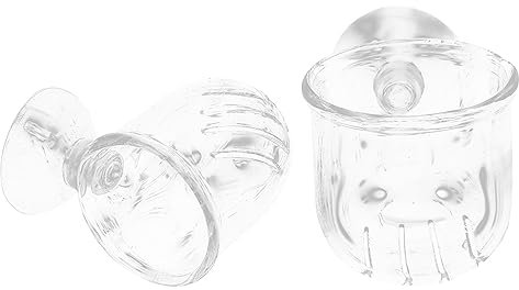 BESPORTBLE 4stücke Glas Futterbecher Für Fische Rote Futterbecher Für Aquarien Multifunktionale Futterstation Für Zierfische Und Schildkröten Klare Futterbehälter Mit Saugfuß
