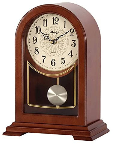 LUOYAOB Vintage Kaminuhr Kaminuhr, Vintage Massivholz -Manteluhr, antike Pendeluhr sitzt Retro Stille römische Ziffern Schreibtischuhr for Wohnzimmerdekoration (Color : Numerals)
