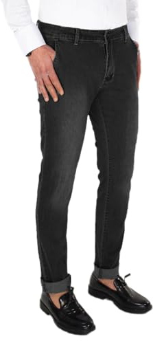 VEQUÈ Jeans Uomo Elasticizzato Tasche America Cotone Leggero Pantalone Casual Elegante Primaverile Estivo (IT, Numero, 50, Regular, Regular, Nero)