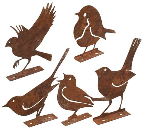 BESPORTBLE 5stücke Teiliges Rostige Metallvögel Für Garten Wetterfeste Dekoration Für Zäune Und Bäume Einfache Kreative Figuren Für Außenbereiche Rustikale Gartenakzente
