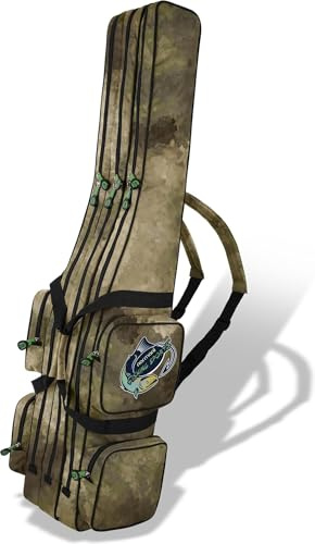normani Rutentasche Angelrutentasche Rutenfutteral Aufbewahrungstasche 125 cm / 150 cm / 160 cm / 170 cm / 190 cm - Wasserabweisende Angeltasche Angelrucksack TAC 3 Innenfächer 190 cm
