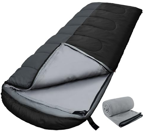 WKFAMOUT 0 gradi Sacchi a Pelo con Fodera in Pile XL per Adulti Lavabile a Macchina 4 Stagioni Sacco a Pelo Tempo Freddo con Sacchetto di Compressione Campeggio Escursioni