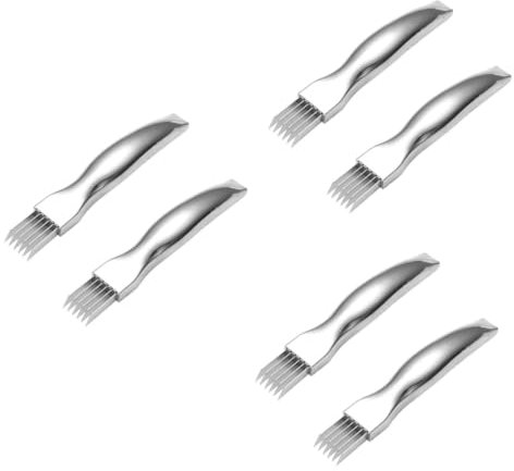 Amosfun 6 Piezas Cuchillo de corte de cebolla de acero inoxidable práctico cortador de verduras picador de cebolla cortadores para verduras cuchillo cebollero cortafiambres herramientas