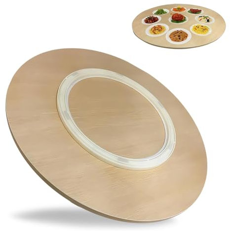 Grand plateau tournant en bois pivotant à 360° avec roulements silencieux, facile à utiliser, plateau supérieur rond Ø 50 cm