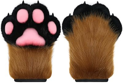 ZFKJERS Cosplay Tier Verlängerte Flauschige Kunststoffkrallen für Katzen Fursuit Pfoten Handschuhe Erwachsene Kostüm Zubehör Set