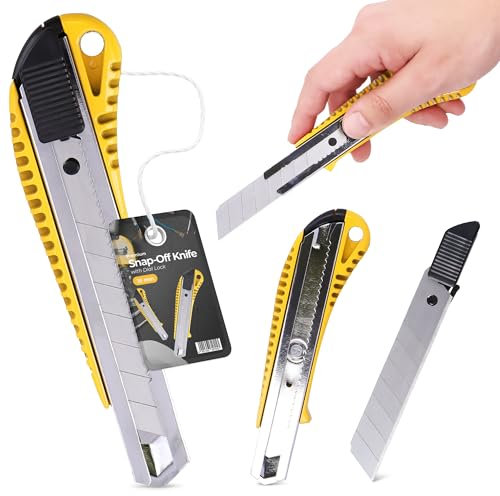 Couteau Tapis 18 mm Cutter Couteau À Paquet Carton Feuille Lame Métallique À Film Universel Professionnel Multi-Usage Multifonctionnel Précision