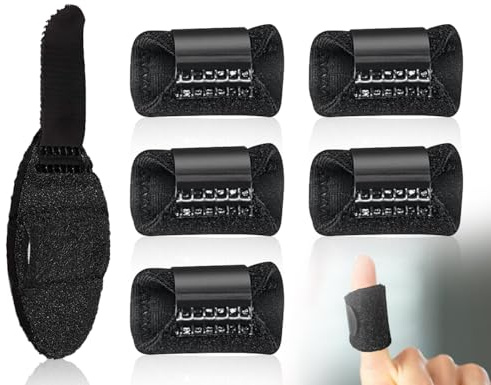 AOYEGIC 5 st finger splint, fingerbandage, stapelbar skena, fingerskydd, ortos, fingerortos, tumben, för pekfinger, medium, ringfinger, lillfinger (svart)