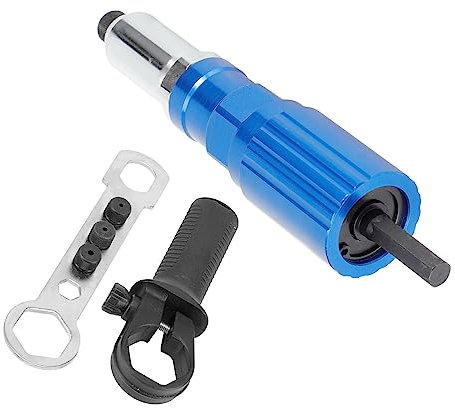 Beufee Rivet Gun Adapter, Rivet Drill Attachment Electric Rivet Gun Adapter Kit Power Riveter Conversion Connector for Pop Riveting Work
