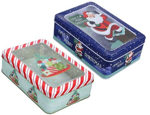 MAGICLULU 2 Stücke Präsentieren Candy Box Weihnachten Cookie Zinn Deckel Weißblech Box Für Lagerung