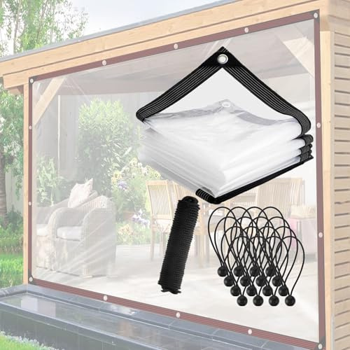 13x16 FT Clear Tarp Waterproof Plastic Small Tarps, 156x192 inch Heavy Duty Cover for Patio Enclosures Winter Protection for Plants Gardens Chicken Coops Patios