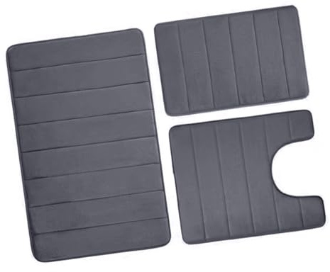 Alfombra de baño de franela de 3 piezas, antideslizante, superabsorbente, para inodoro