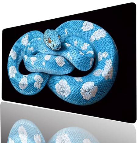 Tapis de Souris xxl 160x80x0.3CM Noir Desk Mat SerpentTapis de Bureau Gaming Bords Cousus Design Durable et Imperméable avec Base en Caoutchouc Antidérapante pour Souris Sans Fil Clavier Model-10140