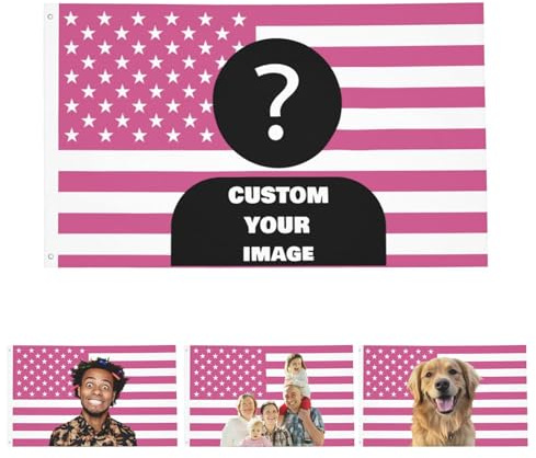 Custom American Flag, 3x5 Feet Personalised USA Flag, Personalized Tapestry, Photo Design Gifts for Home, Dorm, Garden Decoration, Personalized Flags Design Your Image Funny Tapestry Poster (Pink)