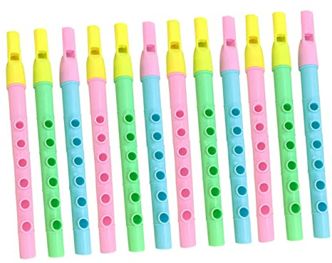 SWOOMEY 12 Stück Kunststoff 6-loch Kleiner Blockflöten für Kinder und Anfänger Farblich Sortiert Präzise Klangwiedergabe Leicht Spielbare Sopranblockflöten für Musikförderung