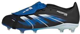 adidas Unisex Kids' Bota de fútbol Infantil Predator League JB con lengüeta y Suela Todoterreno, Core Black/Cloud White/Glow Blue, 37 1/3