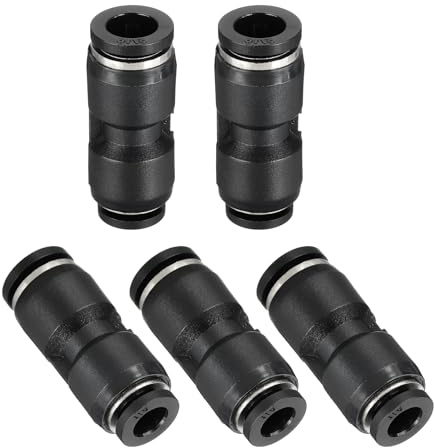QUARKZMAN 5Pcs Racores Conexión Rápida Negro 5/16 Tubo OD x 1/4 Tubo OD | Conector Neumático Recto, Reductores Para Línea, De Manguera De Agua Aceite Gas Aire