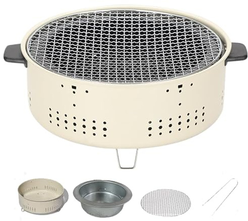 Gril à charbon portable – Petit barbecue ventilé avec poignée et pieds pour 5 à 10 personnes amovible et lavable, parfait pour les barbecues, les photos et la cuisine en plein air