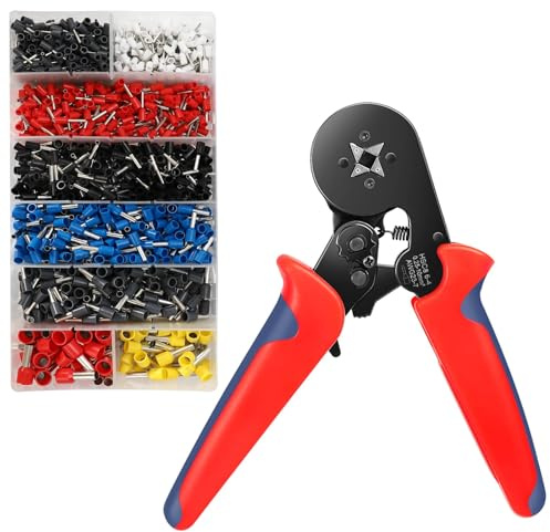 Lociban Juego de Terminales de Cable Crimpado, Juego de Terminales Con Alicates, 1250 Unidades, Alicates de Crimpado de 0,25 – 10 Mm², Mango ErgonóMico