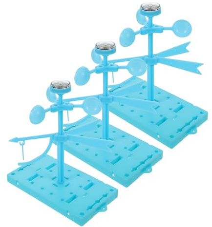 MAJORMENCH 3 Sets DIY Weather Vane Model Kit for Classroom Stem Physics Education Tools Easy Assembly Plastic Wind Vane Anemometer Science for Weather Experiments and Teaching