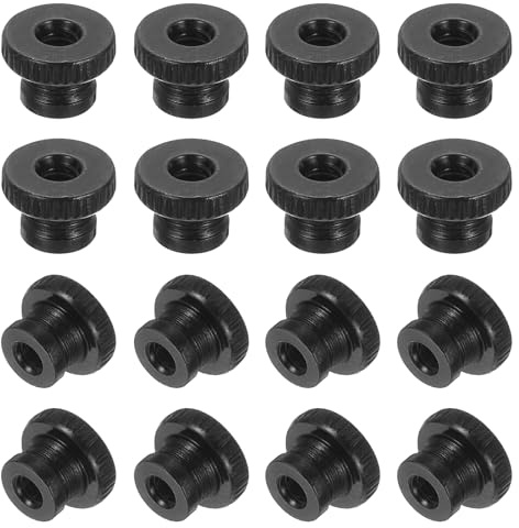 QUARKZMAN 16Pcs Écrous À Oreilles Moletés, M4x8mm Écrou En Acier Carbone Boutons Ronds En Fer Fixations Haute Tête Trou Traversant Écrou À Main Pour Pièce D'Imprimante 3D, Noir