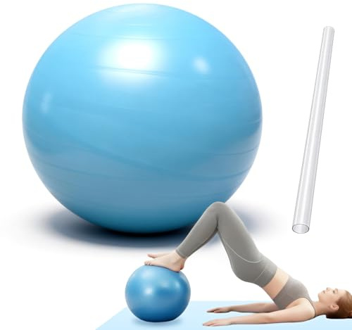 leruiyezs Pilatesboll halkfri, yogaboll, mjuk pilatesboll, 25 cm, blå, allergivänlig, gymnastikboll, liten, slitstark av PVC för pilates, yoga, fitness hemma, BPA-fri, ftalatfri