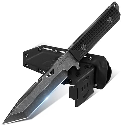 Dragon Creek Outdoor Messer 440C Stahl feststehende Klinge Schwarz | Survival Messer mit Scheide für Camping, Wandern und Bushcraft – praktischer Begleiter für Outdoor-Aktivitäten