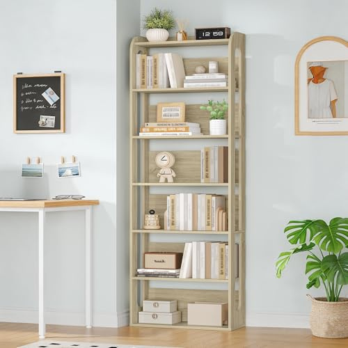 Hzuaneri Bücherregal, Standregal, 7-stöckiges, 24 x 60 x 182 cm Eichefarben | Buch Regal, hölzernes Standregal, für Schlafzimmer Wohnzimmer Arbeitszimmer BC70016X