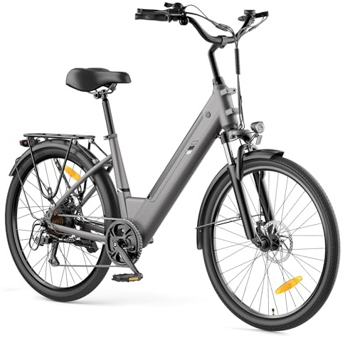 Touroll J2 ST 26'' E-Bike Herren Damen City Trekkingrad, 100km Reichweite, 250W Motor, Abnehmbarer Akku, E-Fahrrad mit 7-Gang-Getriebe, Pedelec Citybike EBike für Erwachsene