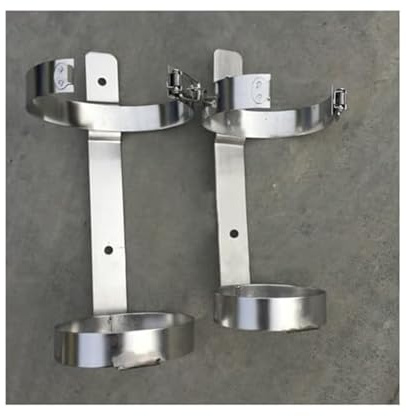 Stainless Steel Gas Cylinder Bracket, Floor-mounted Stand For E/d/c/m9 Oxygen Tanks, Durable Storage Rack For Factories, Garages, And Home Use 2 Pcs Wxh 5 1/2x 13 2/5 (14x34cm)