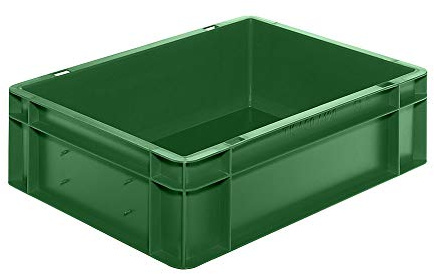 Certeo | Euro-Format-Stapelbehälter | Wände und Boden geschlossen | LxBxH 400 x 300 x 120 mm | grün | VE 5 Stk.