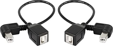 SinLoon USB 2.0 Type-B Printer Cable, 2-Pack USB B Female to Left Angle & Right Angle B Male Printer Extension Cable, for Scanner, Mobile HDD and More (L-R)