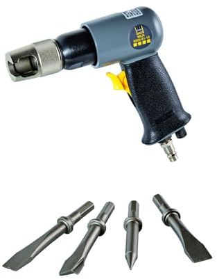 SCHNEIDER, leichter Meißelhammer mit 41 mm Hub, Luftregler, Gummigriff, im Kunststoffkoffer mit komplettem Satz Meißel, Flachmeißel, Blechtrenner, Schneider und Bolzenentferner