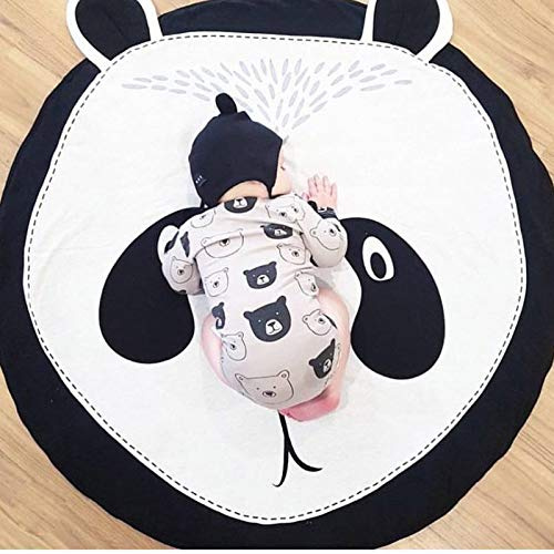 AMTPA Teppich für Kinderzimmer, Krabbeldecke, Spieldecke, schwarz und weiß, Baumwolle, rund, Tiere, Teppich für Kinder, Mädchen und Jungen, Geschenk