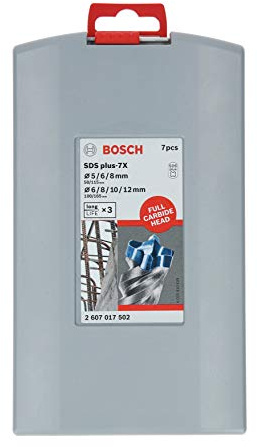 Bosch Professional 7tlg. Hammerbohrer SDS plus-7X Set (für Beton und Mauerwerk, Ø 5/6/6/8/8/10/12 mm, Zubehör Bohrhammer)