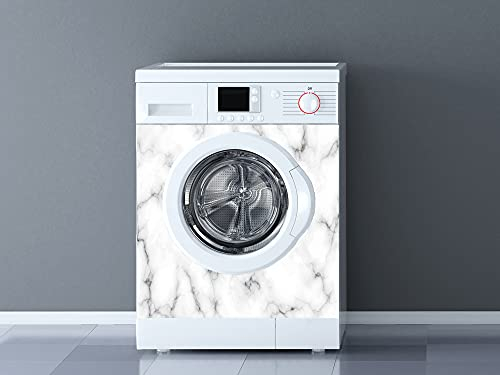 Oedim Vinyle pour lave-linge Marbre blanc et noir - Vinyle décoratif pour machines à laver - Décoration de cuisine - Autocollant Lave-linge, 60x85cm
