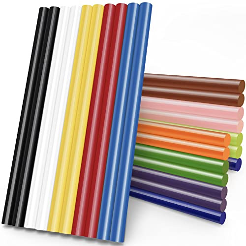 Manarty Color Hot Glue Sticks Full Size, 8 Long x 0.43 Dia Hot Melt Glue Sticks Bulk, Colored Adhesive Glue Sticks Standard for Crafting DIY Art School Gluing Project Repair Sealing, 24 PCS