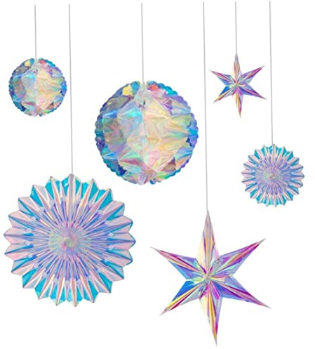 6pcs Irideting Party Supplies Kit Mit Hängenden Wabenball Dekorative Papierfan Schneeflockengirlanden Für Geburtstag Hochzeit Weihnachtsfeierdekorationen, Wabenschmuck