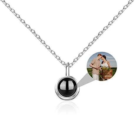 Aina Lighting Collar con Foto Personalizado de Proyección Interior Círculo Colgante Joyería Regalos para Hombres Mujeres