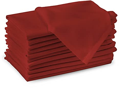 Encasa XO Servilletas de Tela de Algodón | Juego de 12 | Tamaño 43x43 cm | Color sólido Rojo Intenso Intenso | Lavable en la Lavadora